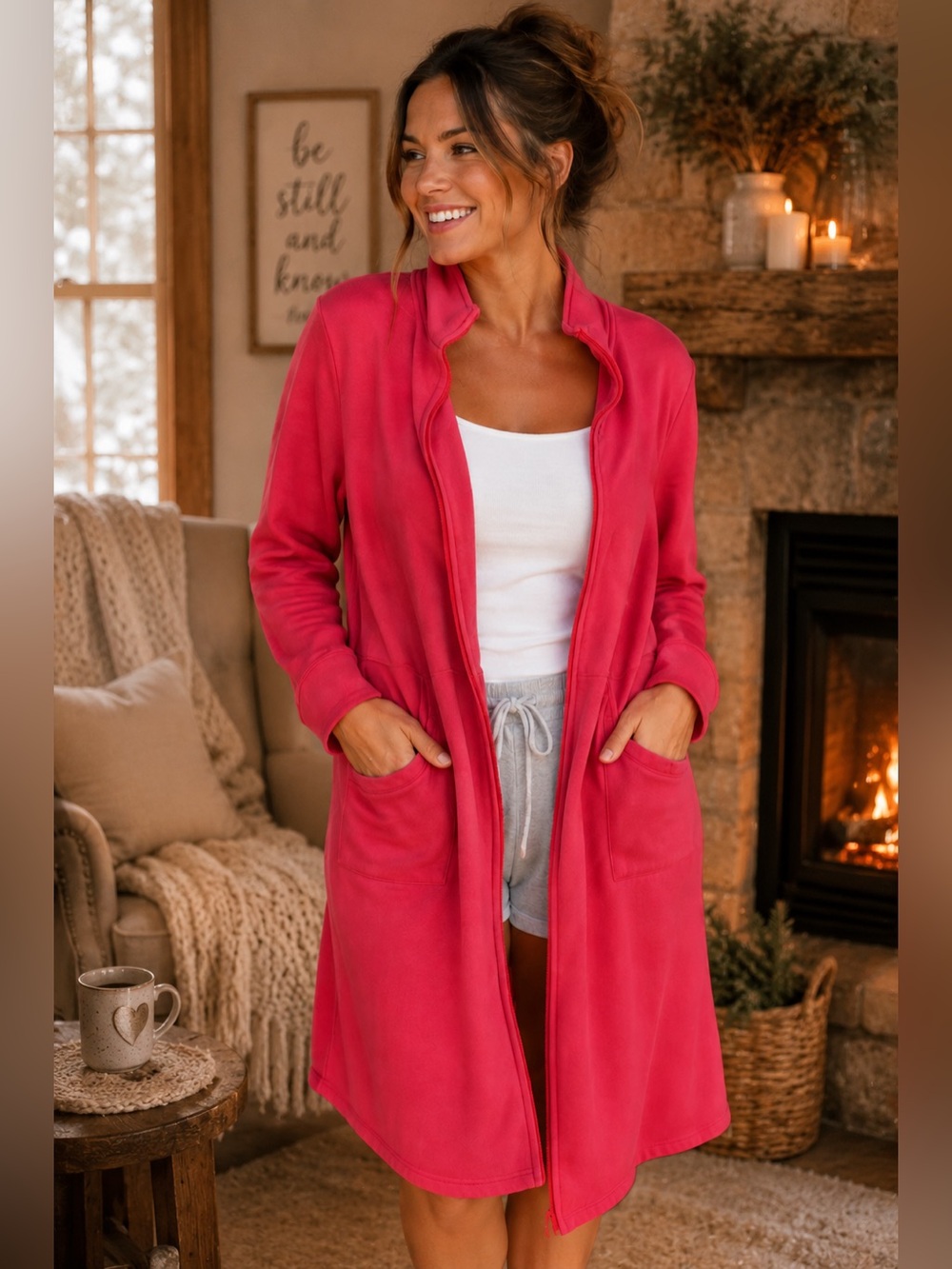 Blair Hot Pink Women's Zip-Front Robe